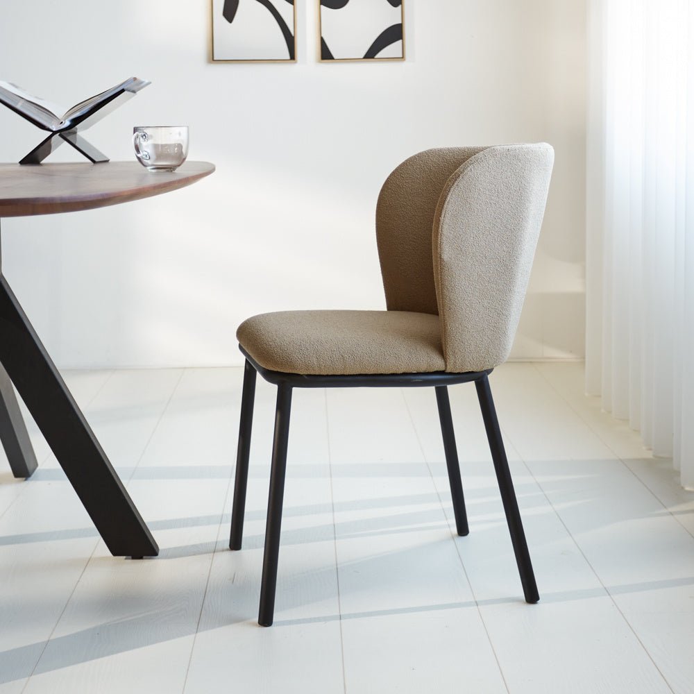 Dining room chair Tess Dimehouse Taupe LxWxH 65x62x56 Fabric Atmospheric photo side view
