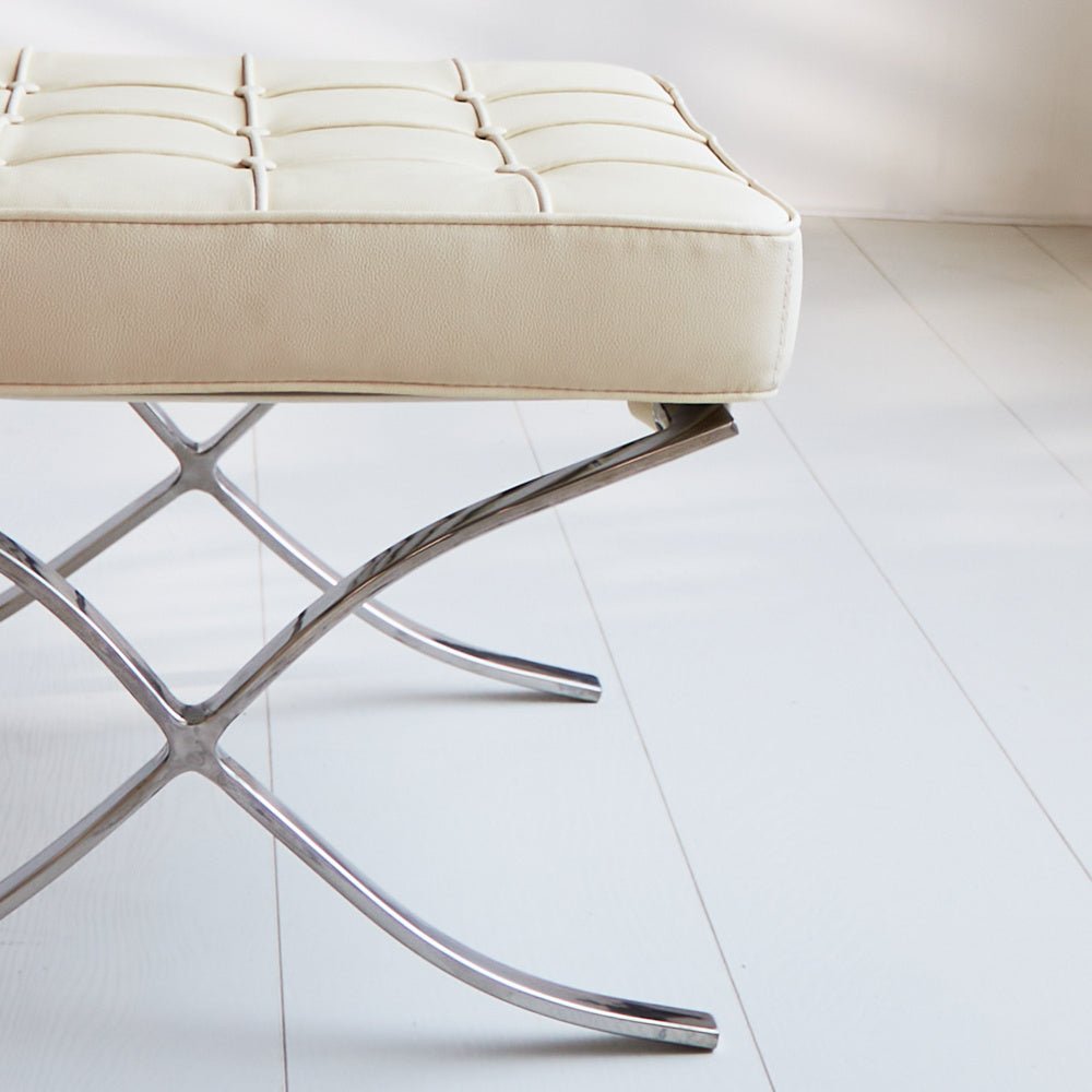 Footstool Expo Premium Dimehouse Cream LxWxH 63x62x36 Leather Atmosphere photo detail