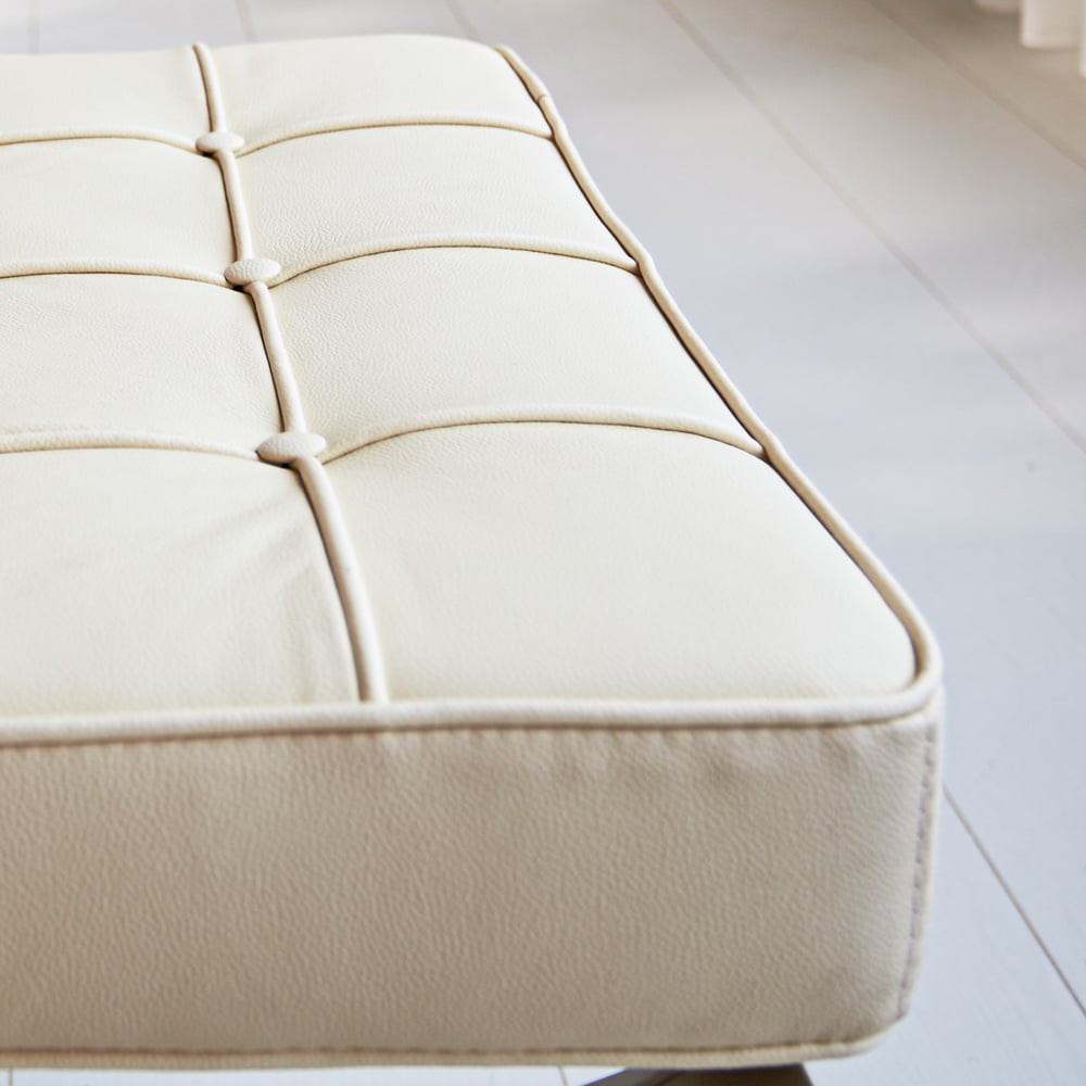 Footstool Expo Premium Dimehouse Cream LxWxH 63x62x36 Leather Atmosphere photo color sample