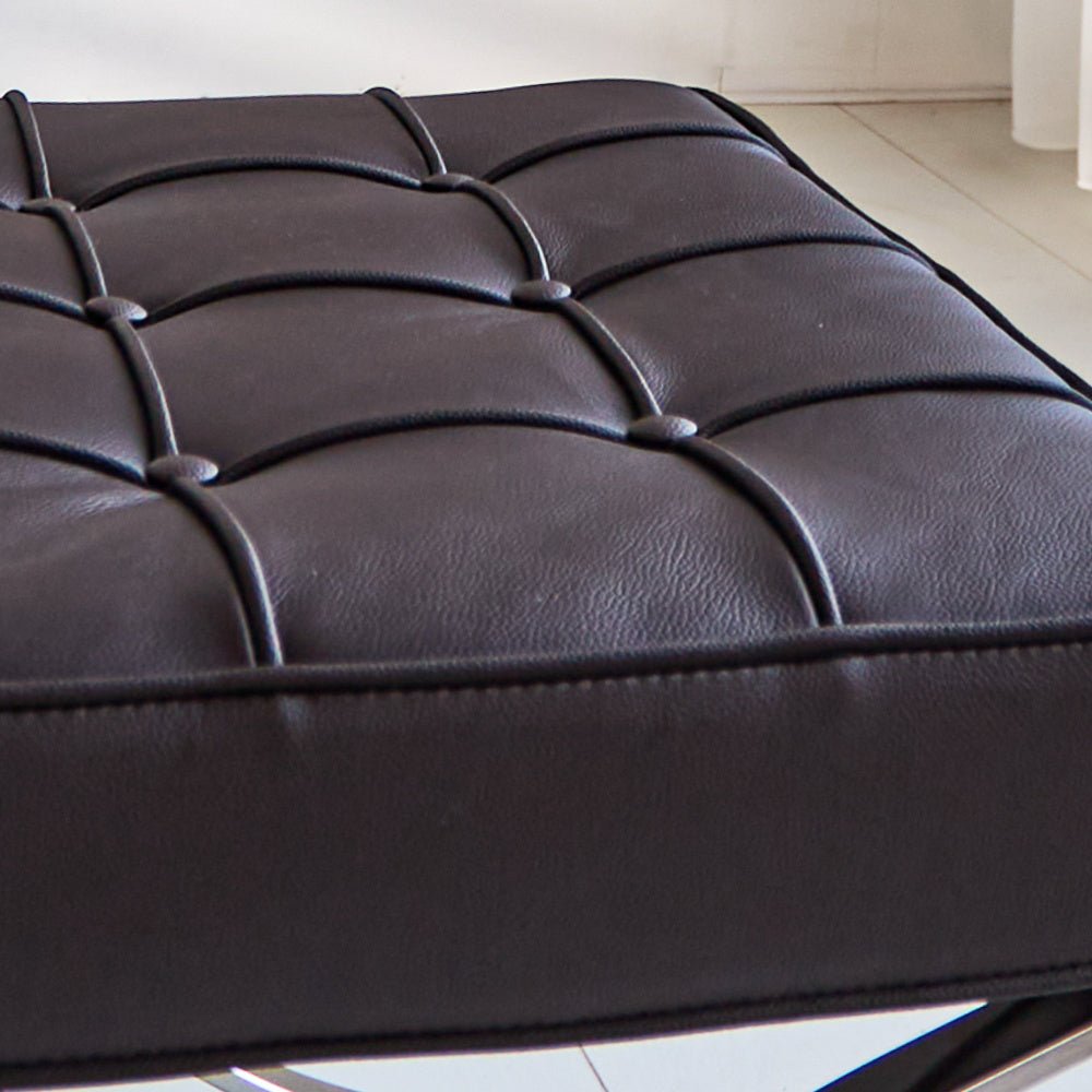 Footstool Expo Premium Dimehouse Dark brown LxWxH 63x62x36 Leather Atmosphere photo color sample