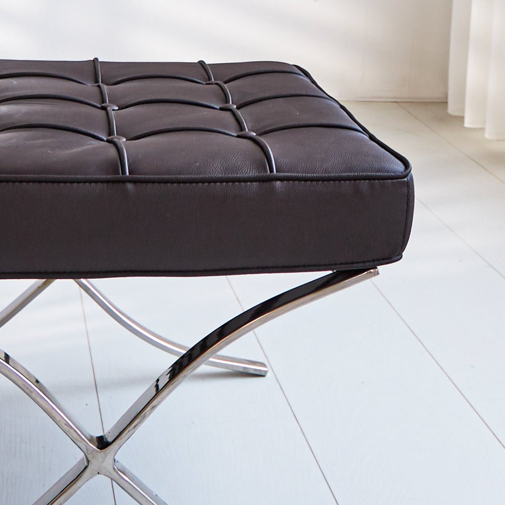 Footstool Expo Premium Dimehouse Black LxWxH 63x62x36 Leather Atmospheric photo detail