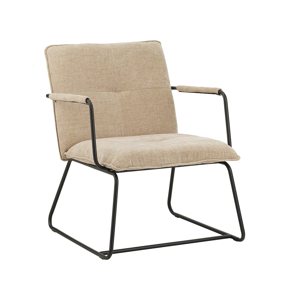 Hailey Chenille armchair Dimehouse Beige LxWxH 66x64x37 Fabric White photo diagonal front view