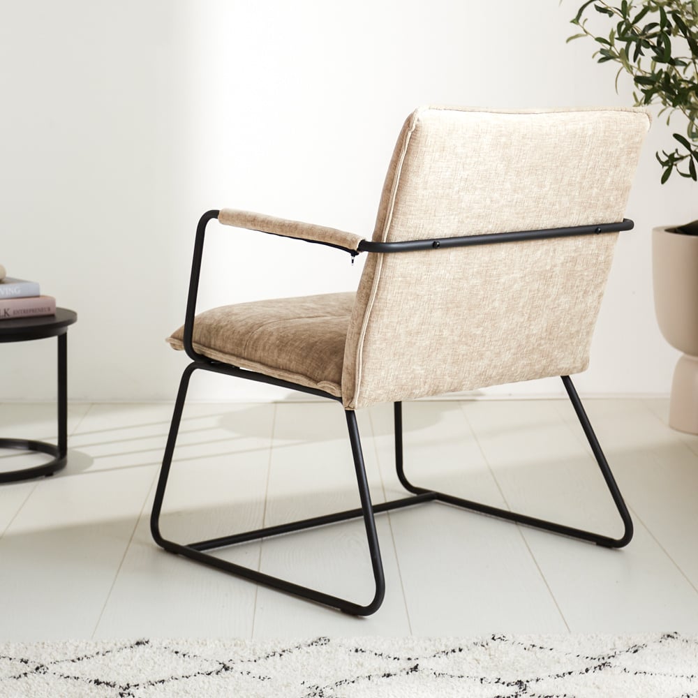 Hailey Chenille armchair Dimehouse Beige LxWxH 66x64x37 Fabric Atmospheric photo diagonal rear view