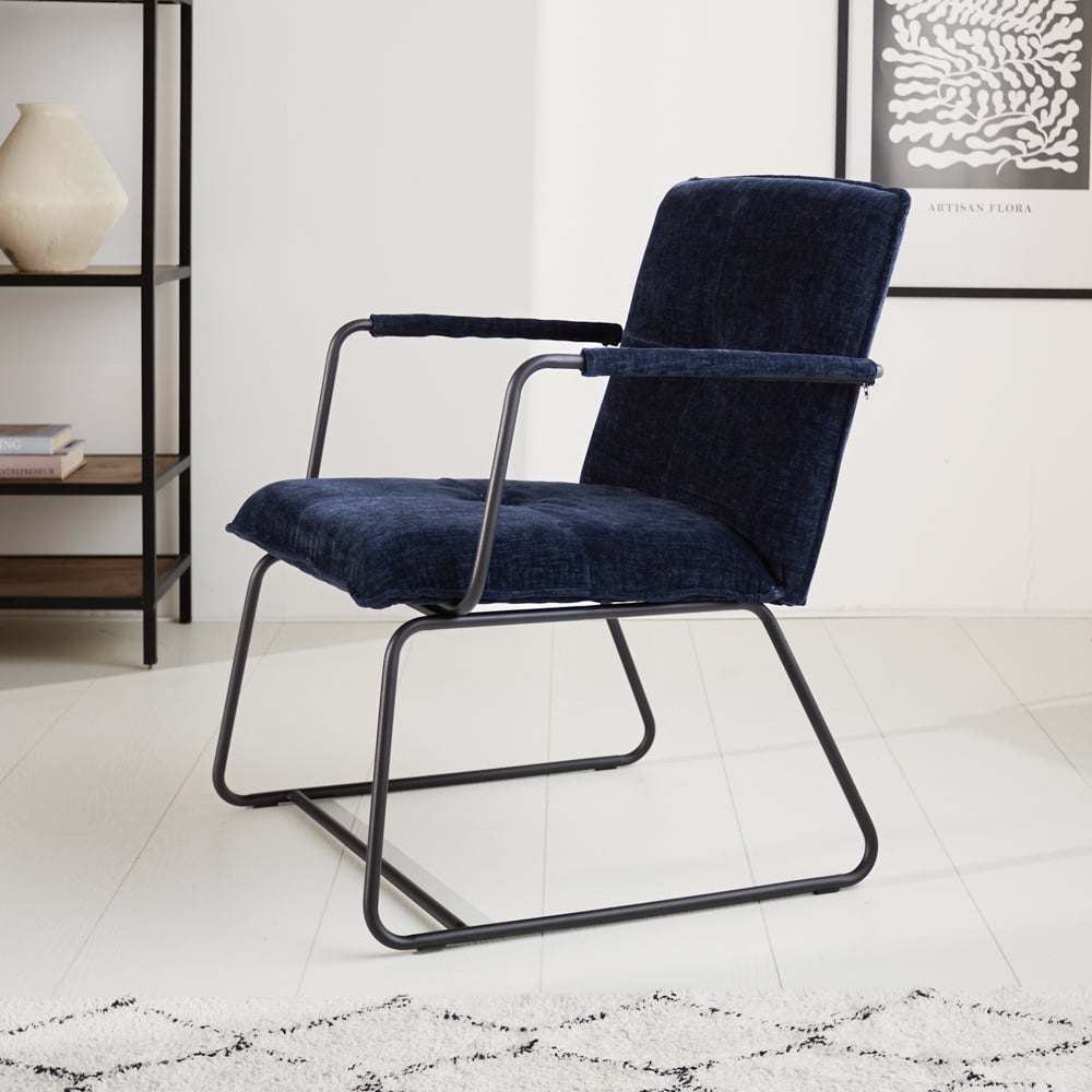 Hailey Chenille armchair Dimehouse Blue LxWxH 66x64x37 Fabric Atmospheric photo side view