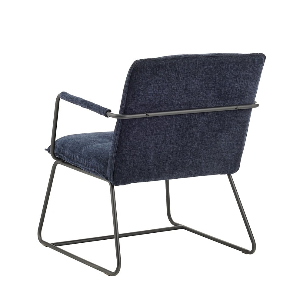 Hailey Chenille armchair Dimehouse Blue LxWxH 66x64x37 Fabric White photo diagonal rear view