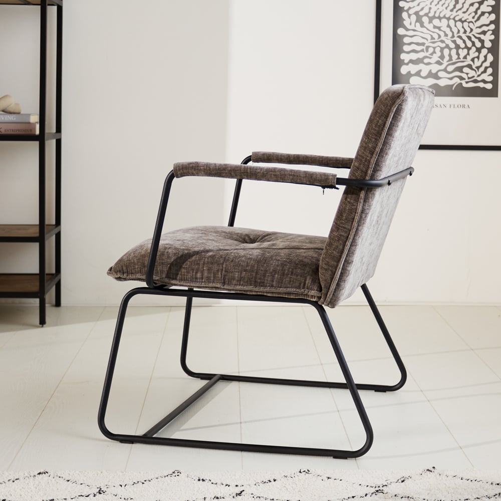 Hailey Chenille armchair Dimehouse Gray LxWxH 66x64x37 Fabric Atmospheric photo side view