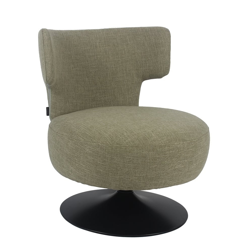 Metro swivel armchair in olive green linen - image 2