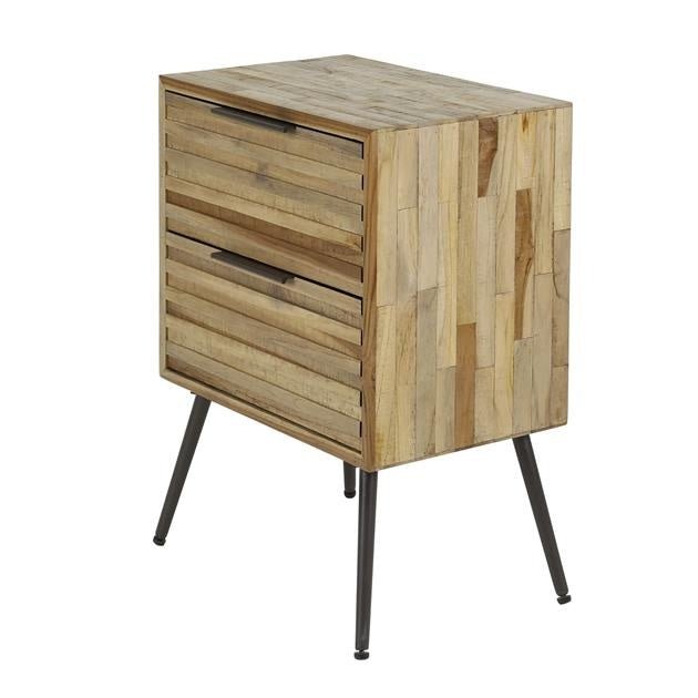 Bedside table Sven DH Interior Weathered LxWxH 64x49x34 Teak White photo diagonal front view
