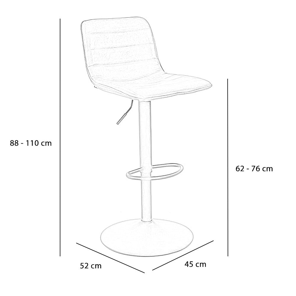 Industrial bar stool Boston leather anthracite 60-76 cm - swiveling Eco-leather 45 cm wide