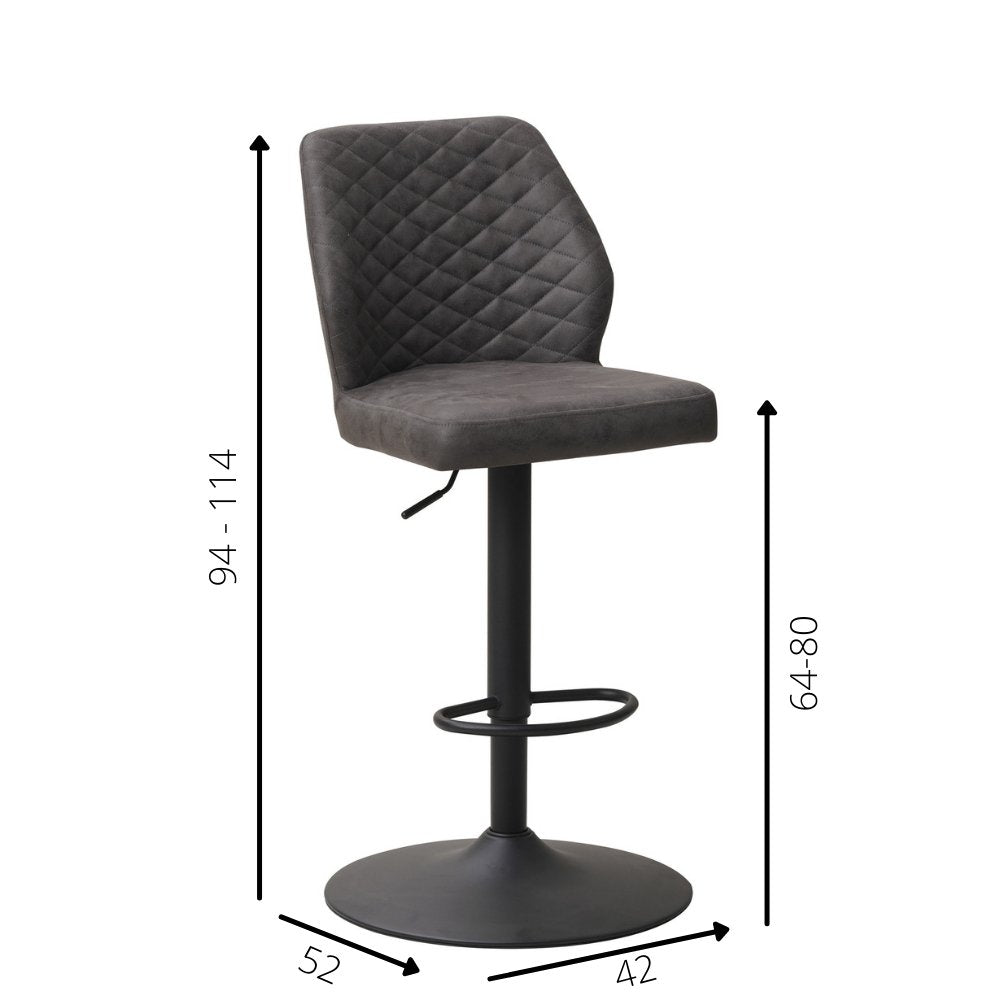 Barstool Grizzly Dimehouse Anthracite LxWxH 65x56x52 Microfiber White photo size indication