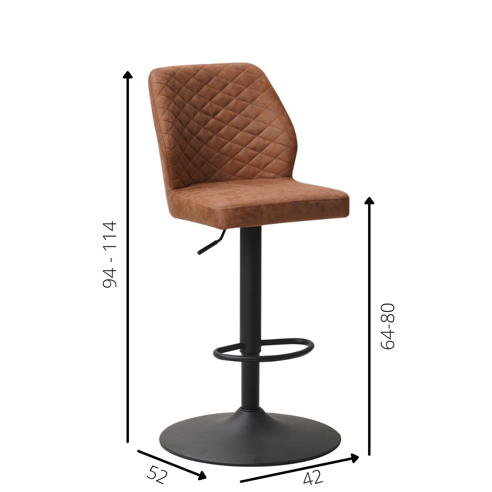 Barstool Grizzly Dimehouse Cognac LxWxH 65x56x52 Microfiber White photo size indication