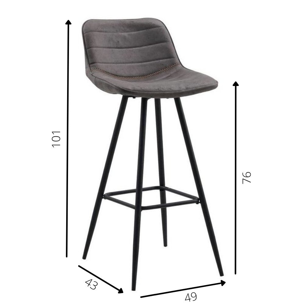 Barstool Kenton Dimehouse Anthracite LxWxH 84x54x49 Microfiber White photo size indication