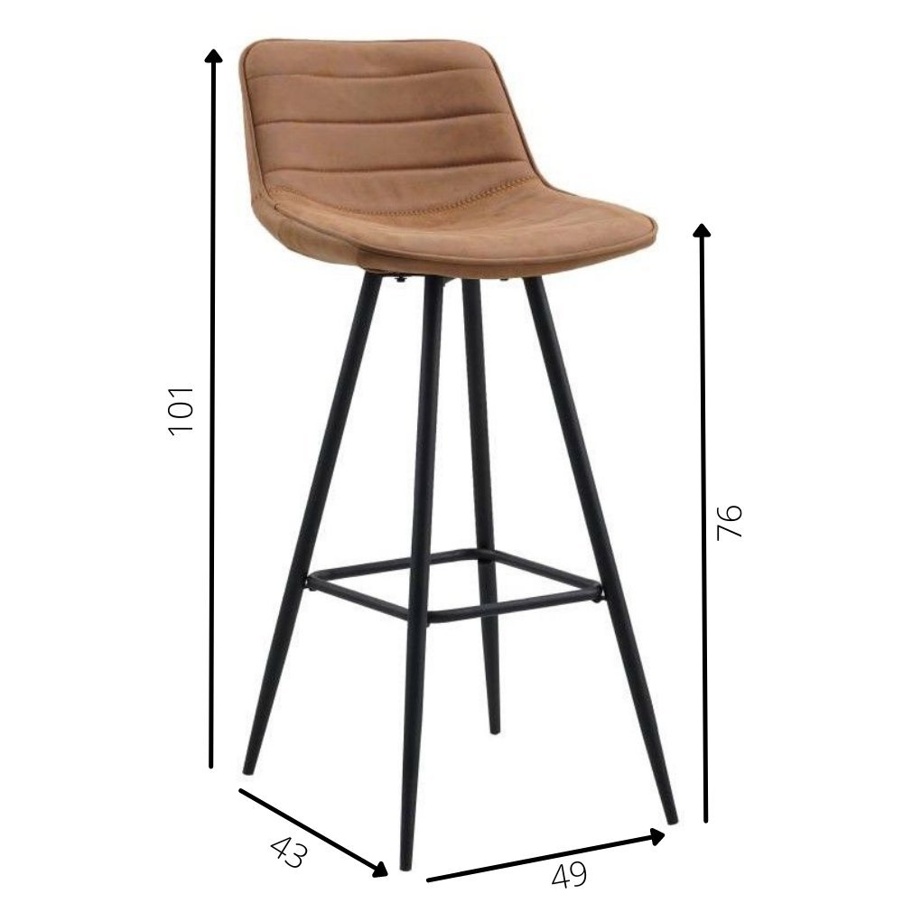 Barstool Kenton Dimehouse Cognac LxWxH 84x54x49 Microfibre White photo size indication