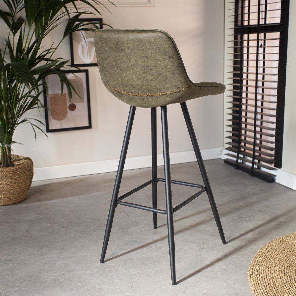Barstool Kenton Dimehouse Green LxWxH 84x54x49 Microfiber Atmospheric photo diagonal rear view