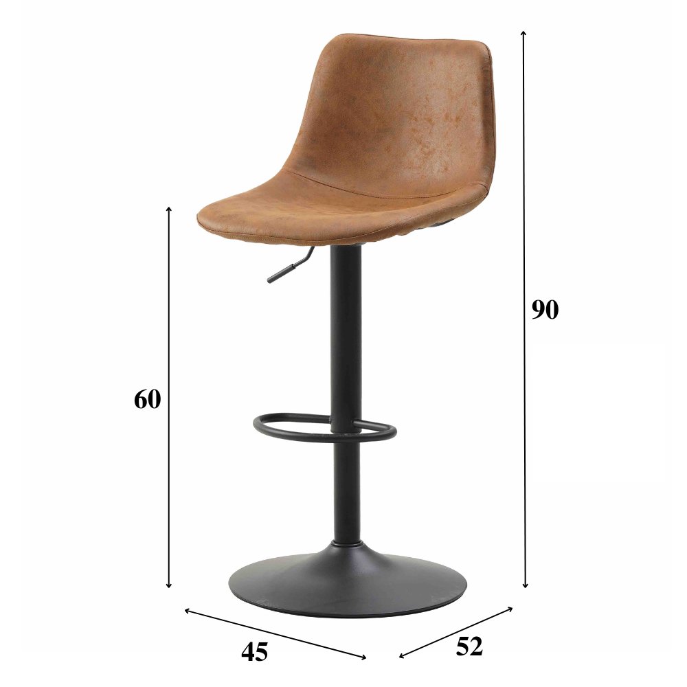 Bar stool Boran Dimehouse Cognac LxWxH 55x54x53 Eco-leather White photo size indication