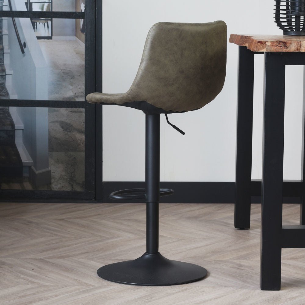 Bar stool Boran Dimehouse Green LxWxH 55x54x53 Eco-leather Atmospheric photo diagonal rear view