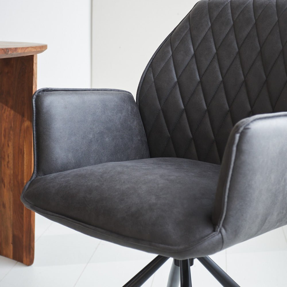 Dining room chair Novan Microfibre Dimehouse Anthracite LxWxH 71x64x56 Fabric Atmospheric photo detail