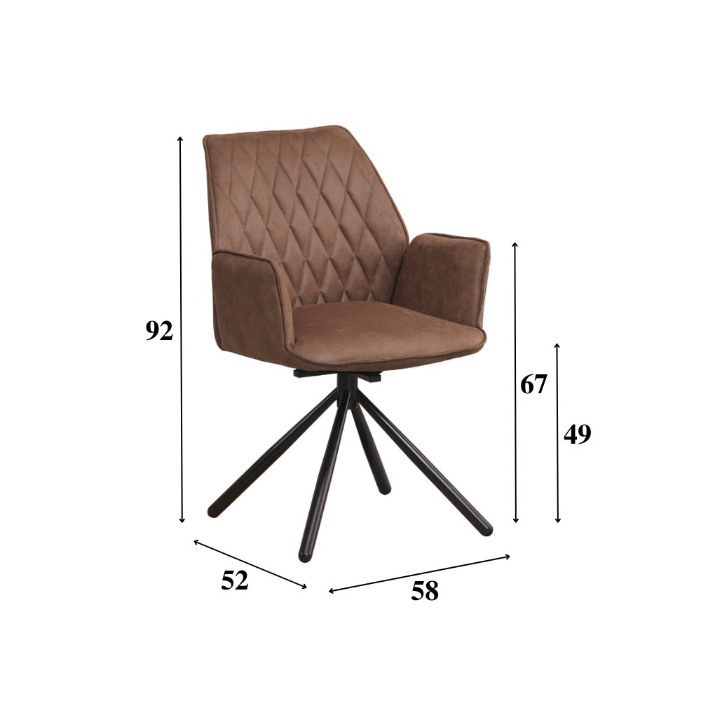 Dining room chair Novan Microfibre Dimehouse Taupe LxWxH 71x64x56 Fabric White photo size indication