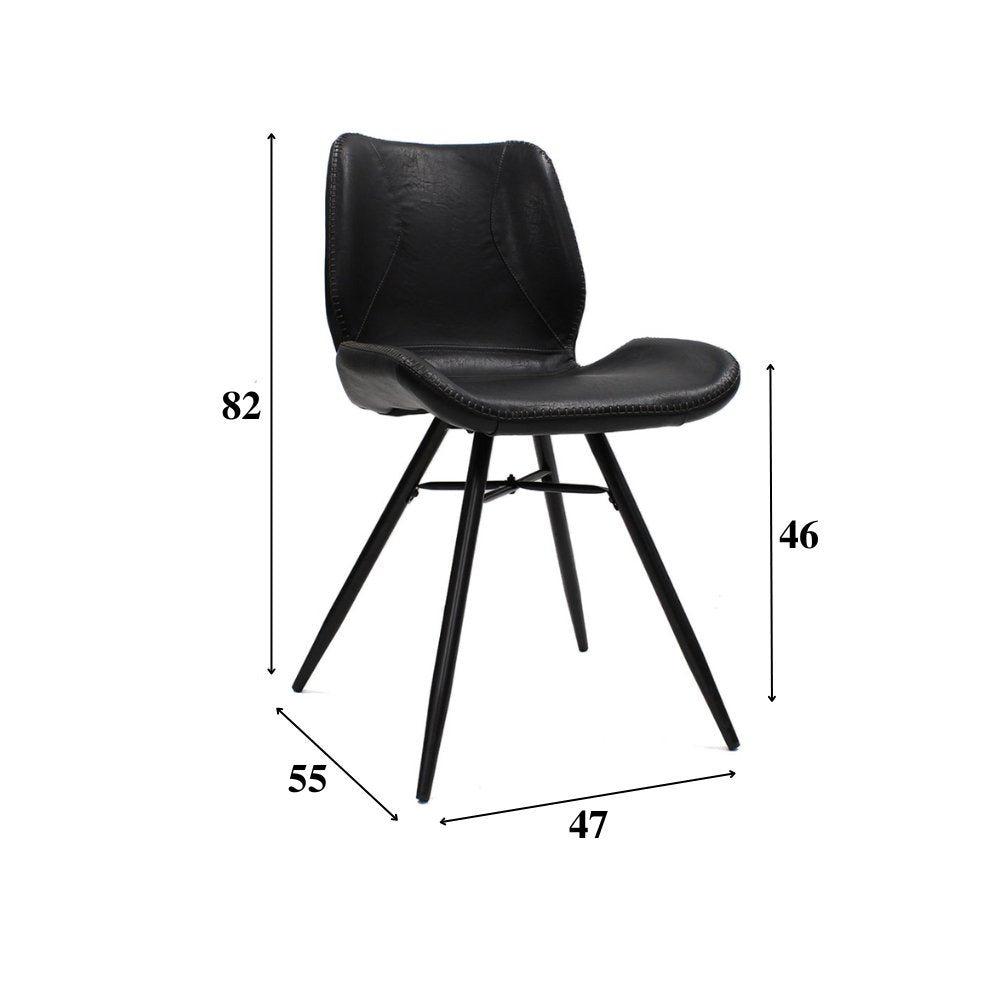 Dining room chair Beau artificial leather Dimehouse Black LxWxH 72x68x50 Faux leather White photo size indication