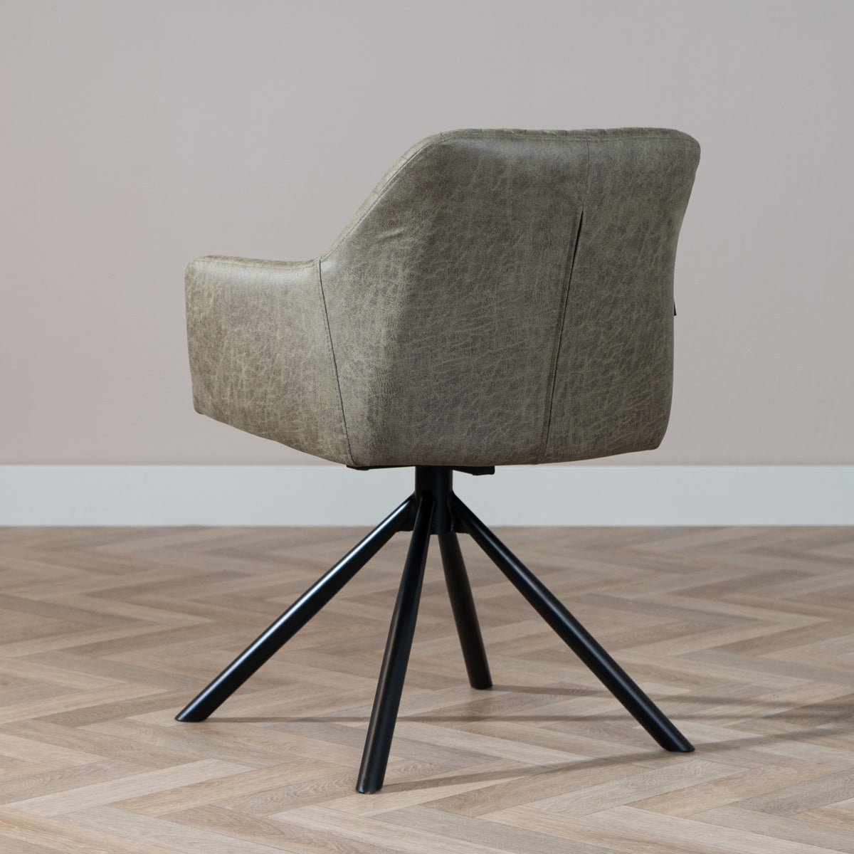 Industrial dining room chair Dex swivel olive green eco-leather - image 4
