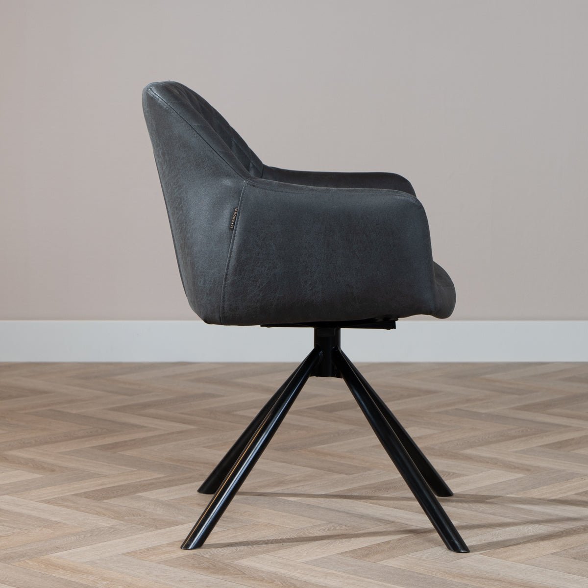 Industrial dining room chair Dex swivel black/anthracite eco-leather - image 3