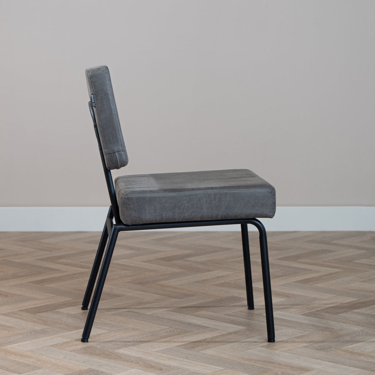 Industrial dining room chair Espen anthracite eco-leather - image 3