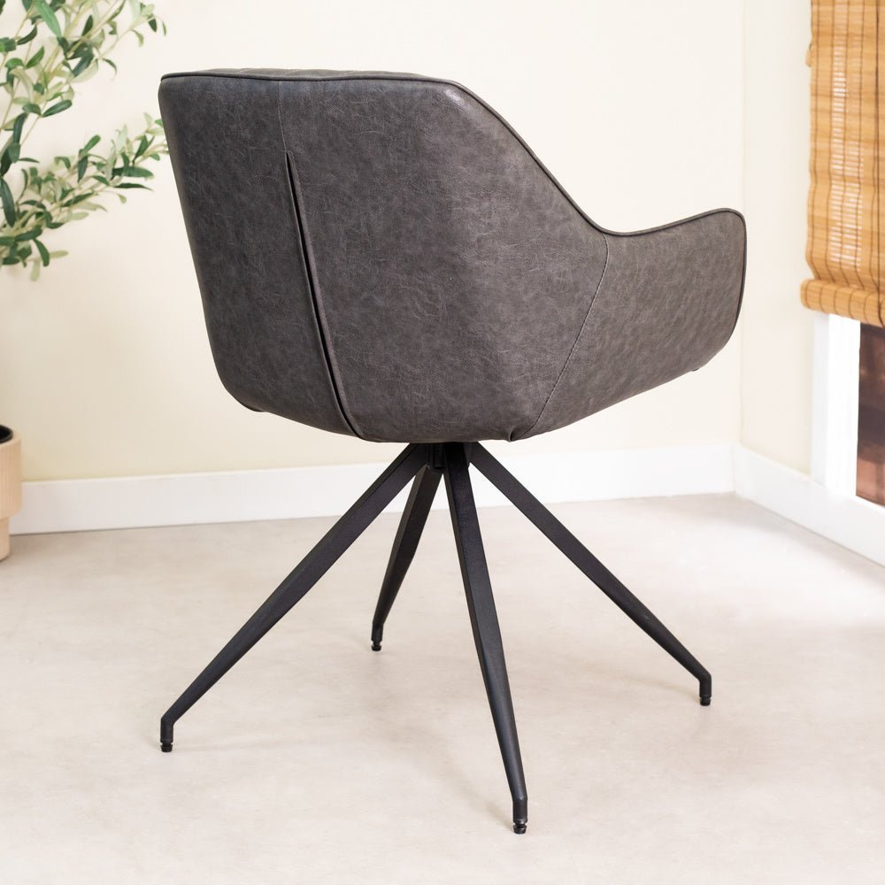 Dining room chair Gian Dimehouse Anthracite LxWxH 73x65x50 Faux leather Atmospheric photo diagonal rear view