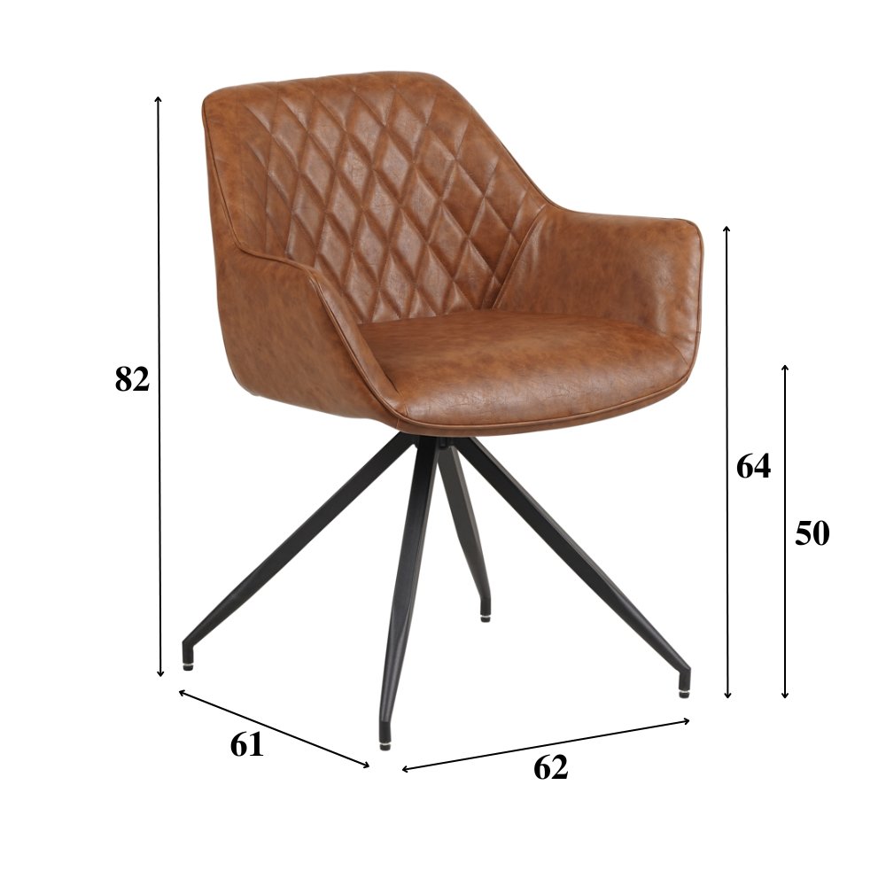 Dining room chair Gian Dimehouse Cognac LxWxH 73x65x50 Faux leather White photo size indication