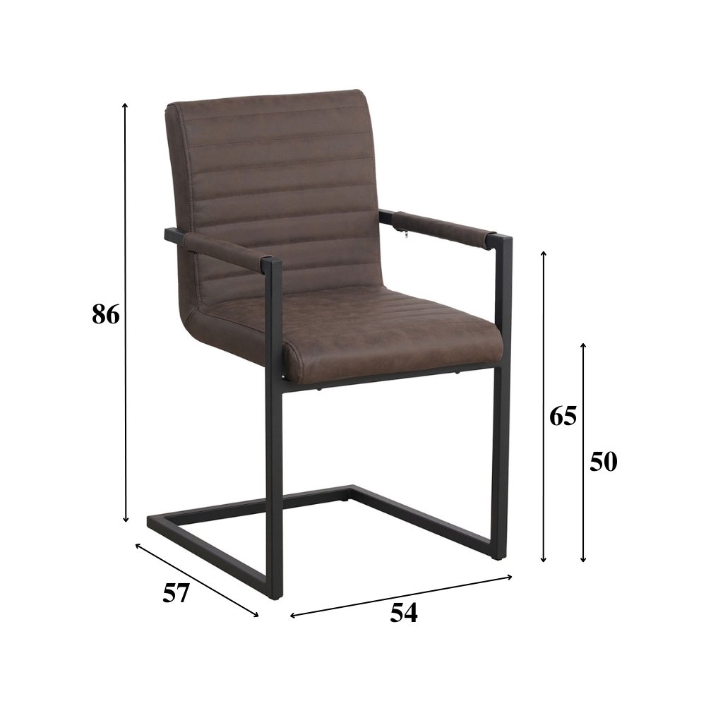 Dining room chair Kuba Dimehouse Taupe LxWxH 71x59x58 Faux leather White photo size indication