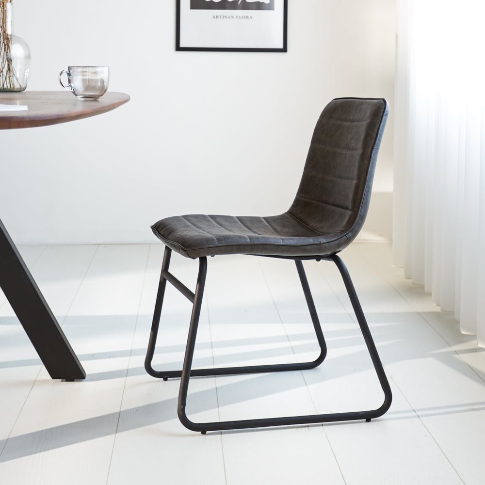 Dining room chair Mark Dimehouse Anthracite LxWxH 74x56x54 Faux leather Atmospheric photo side view