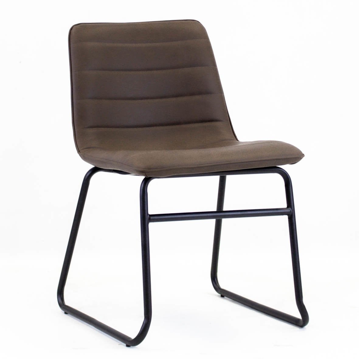 Dining room chair Mark Dimehouse Taupe LxWxH 74x56x54 Faux leather White photo diagonal front view