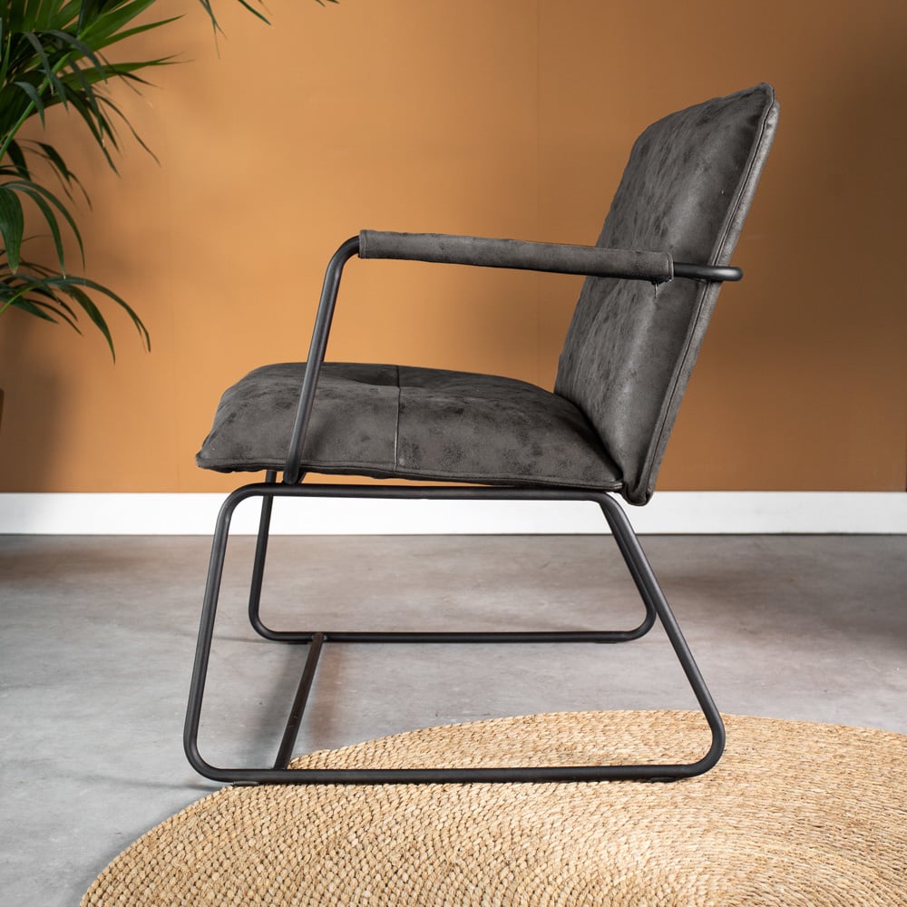 Hailey Ecoleather armchair Dimehouse Anthracite LxWxH 66x64x37 Eco-leather Atmospheric photo side view