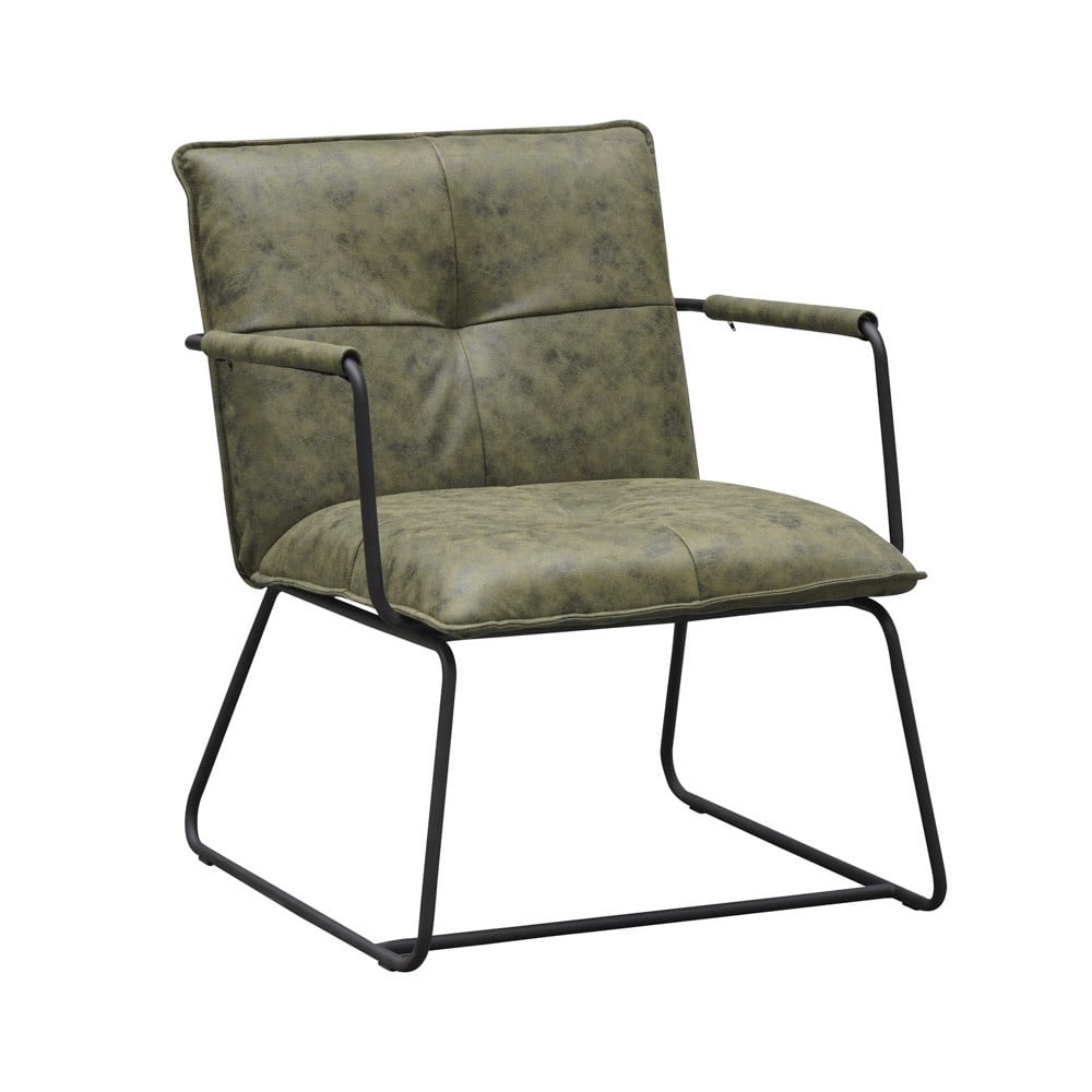 Hailey Ecoleather armchair Dimehouse Green LxWxH 66x64x37 Eco-leather White photo diagonal front view