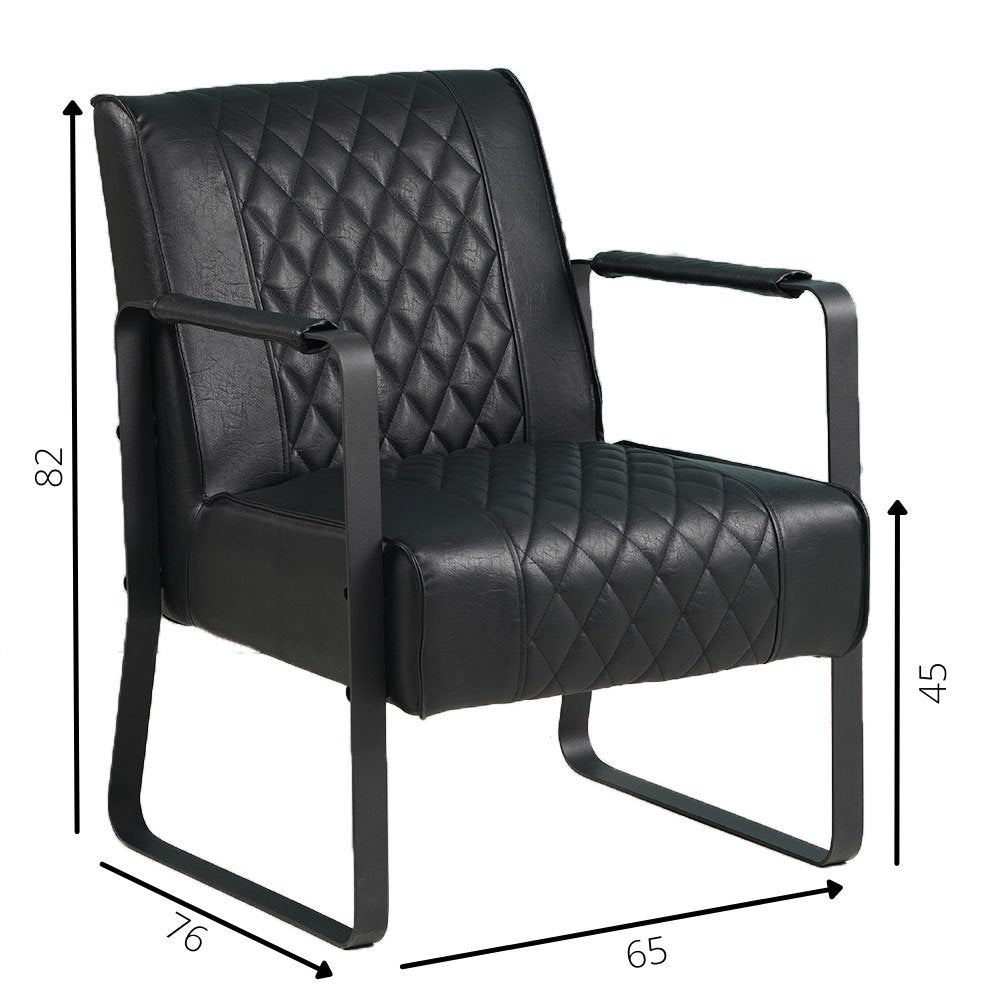 Armchair Peter Dimehouse Black LxWxH 68x63x45 Faux leather White photo size indication