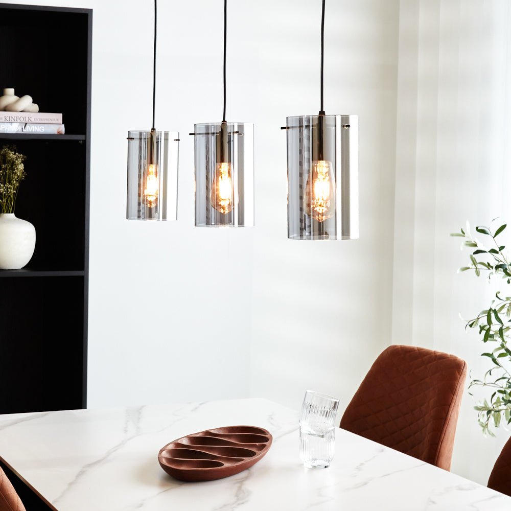 Hanging lamp Hugo Dimehouse Anthracite LxWxH 102x26x19 Glass Atmospheric photo diagonal front view