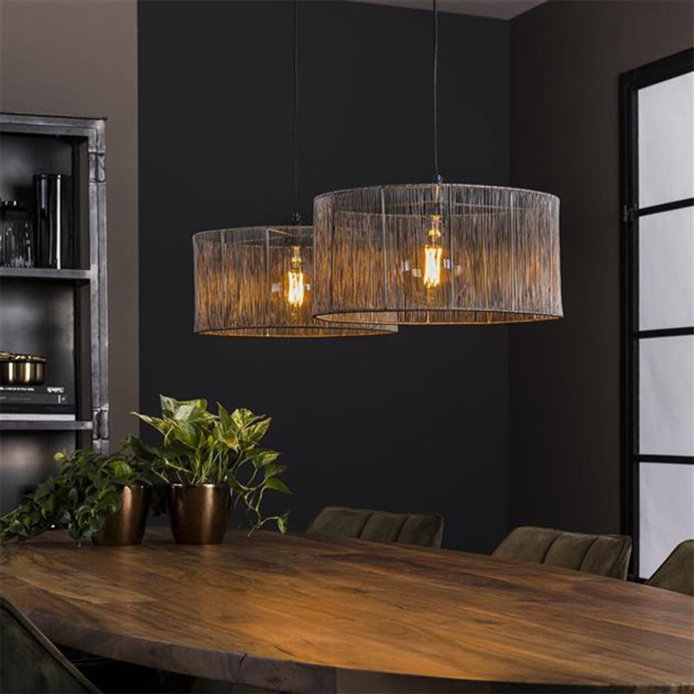 Hanging lamp Luis DH Interior Black LxWxH 90x45x28 Nickel Atmospheric photo diagonal front view