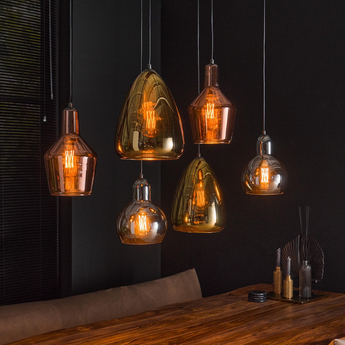 Hanging lamp Pam DH Interior Black LxWxH 115x48x32 Metal Atmospheric photo front view