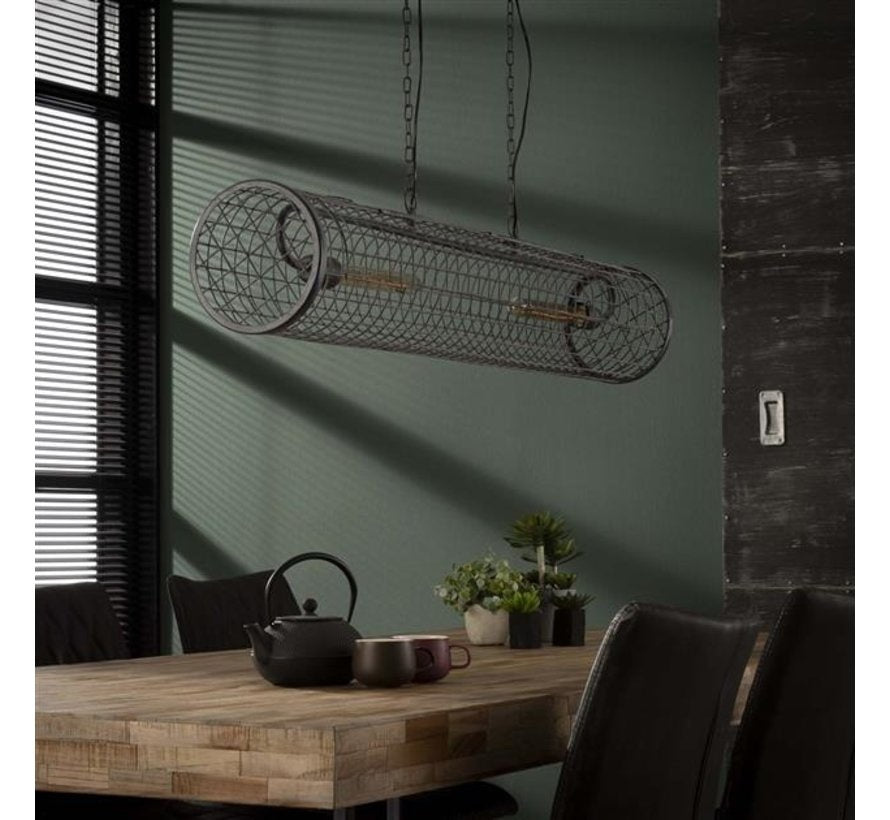 Hanging lamp Roan DH Interior Gray LxWxH 121x30x23 Slate gray Atmospheric photo diagonal front view