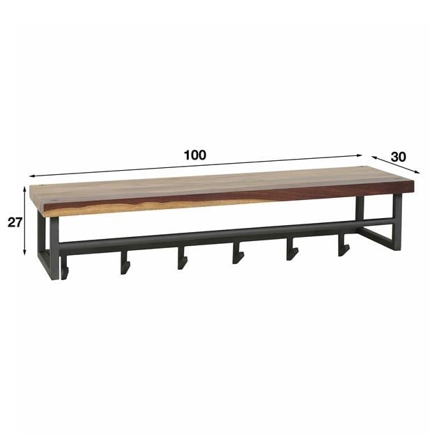 Coat rack Daya DH Interior Saja LxWxH 105x30x30 Saja wood White photo size indication