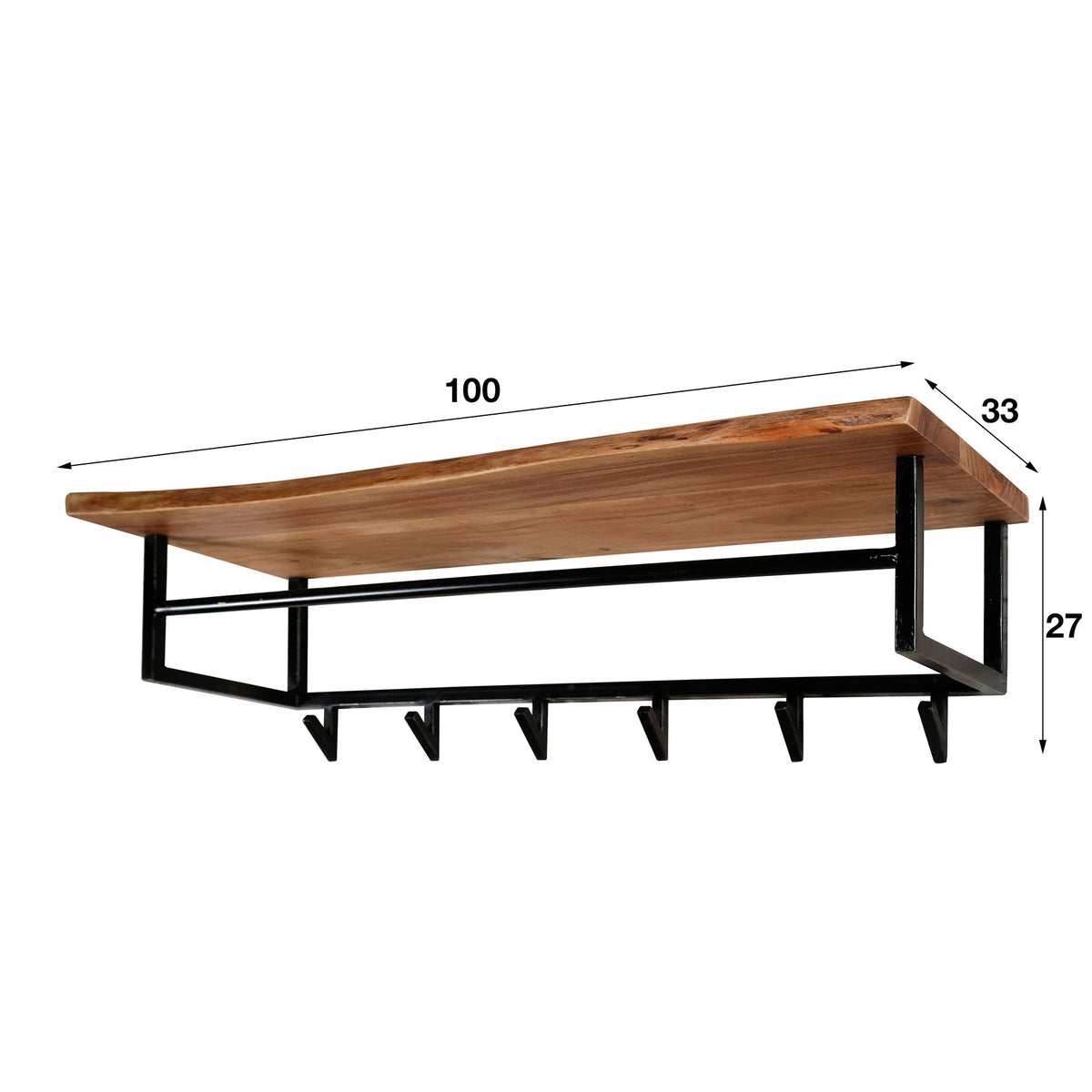 Coat rack Niels DH Interior Acacia LxWxH 102x37x30 Acacia wood White photo size indication