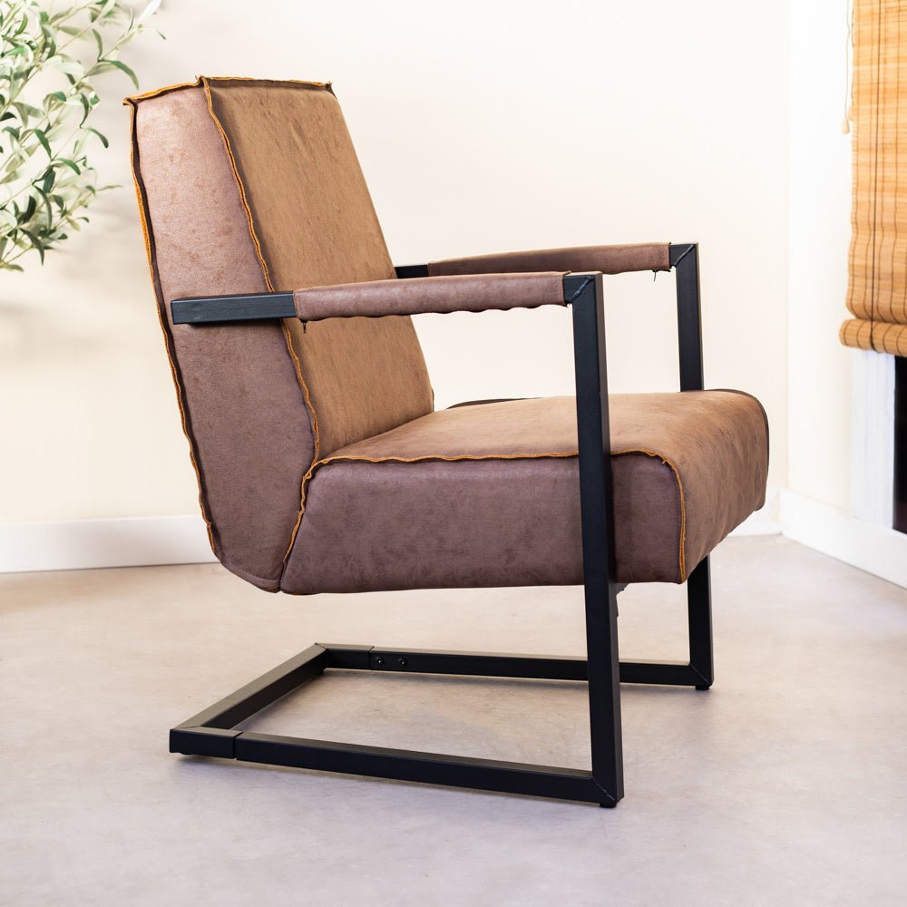 Armchair Tiger Dimehouse Taupe LxWxH 69x58x49 Eco-leather Atmospheric photo side view