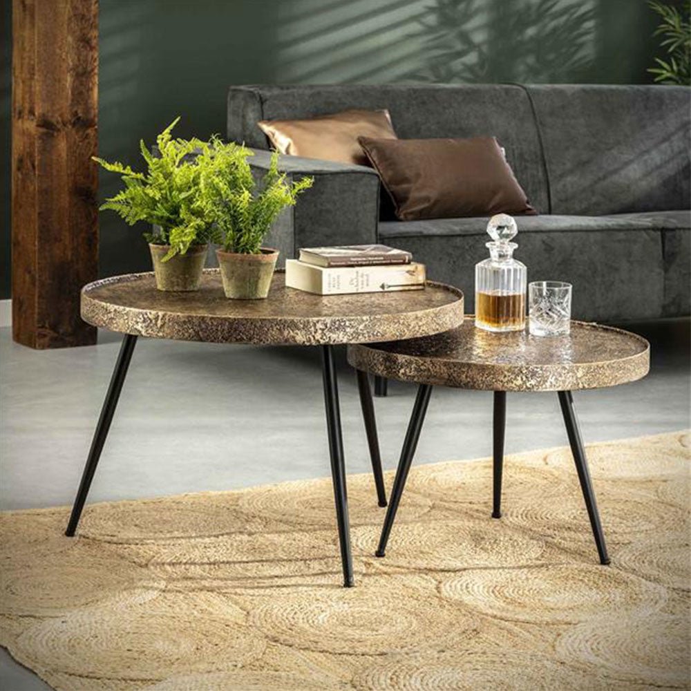 Coffee table Aron DH Interior Bronze LxWxH 80x80x13 Bronze Atmospheric photo diagonal front view