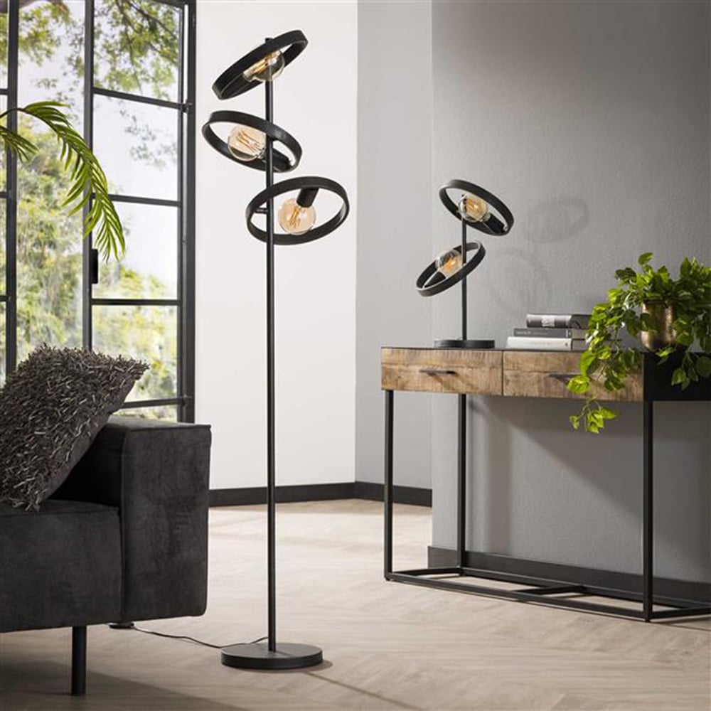 Floor lamp Otan DH Interior Charcoal LxWxH 57x38x26 Metal Atmospheric photo diagonal front view