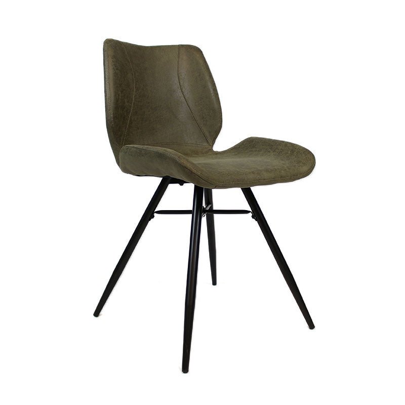 Industrial dining room chair Barrel olive green eco-leather - image 5