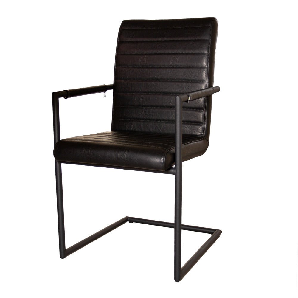 Dining room chair Bras Dimehouse Black LxWxH 73x59x58 Faux leather White photo diagonal front view