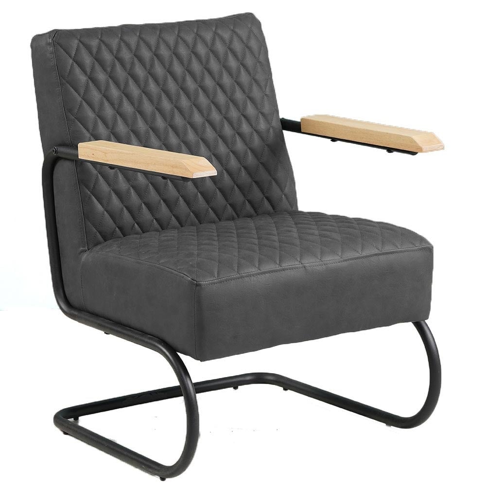 Armchair Lars Dimehouse Anthracite LxWxH 68x64x39 Faux leather White photo diagonal front view
