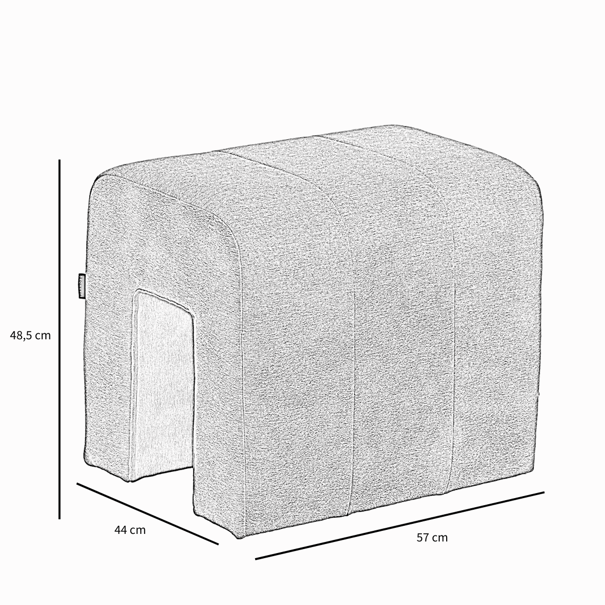 Modular stool Seth chenille terracotta Recycled polyester