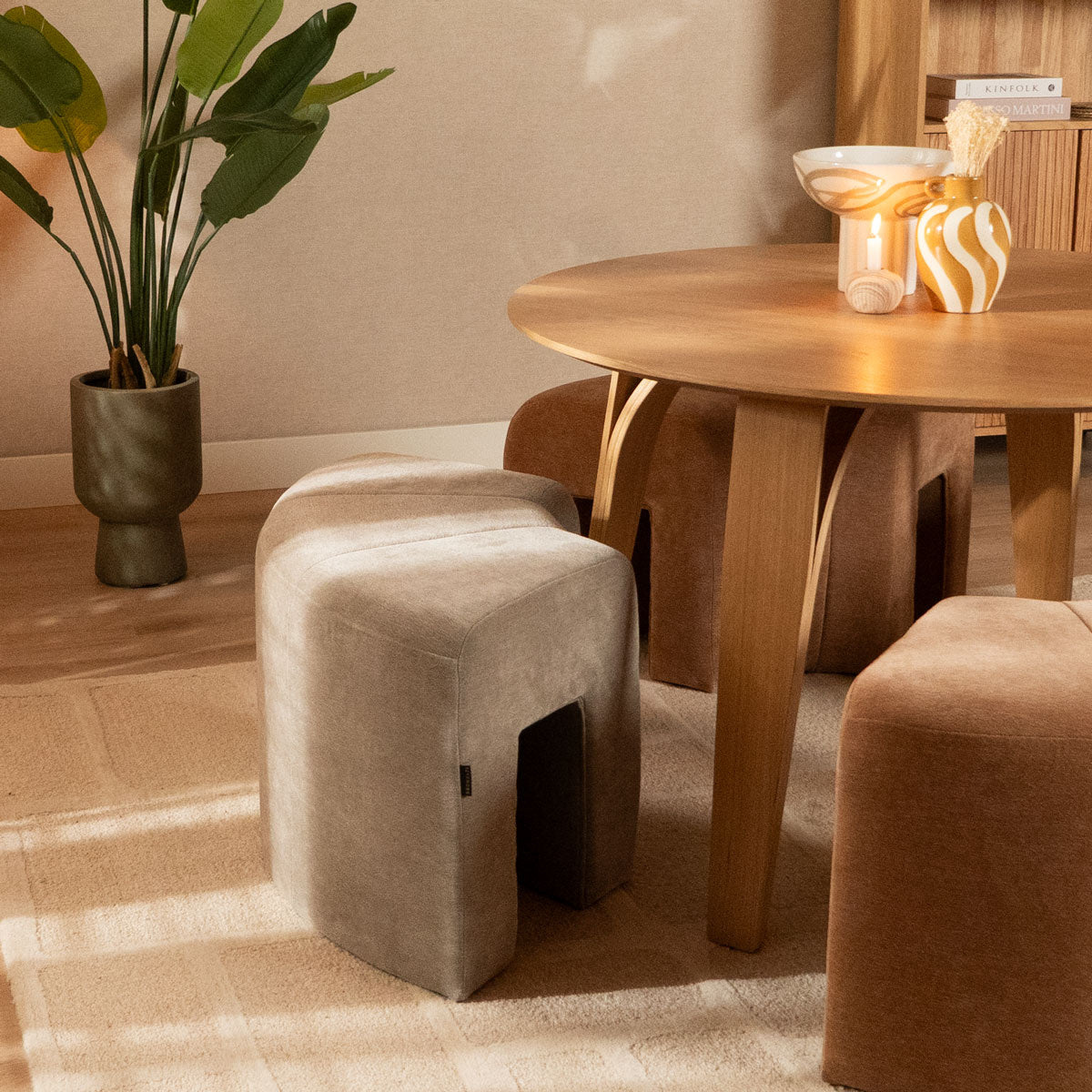 Modulaire hoekhocker Seth chenille taupe