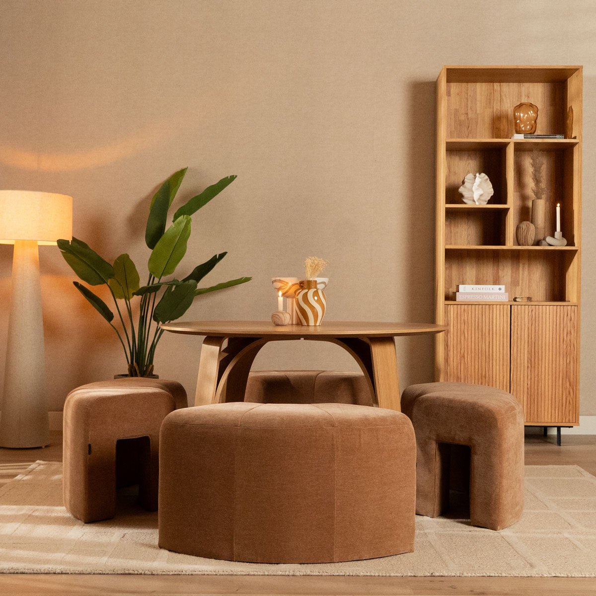 Modulaire hoekhocker Seth chenille terracotta