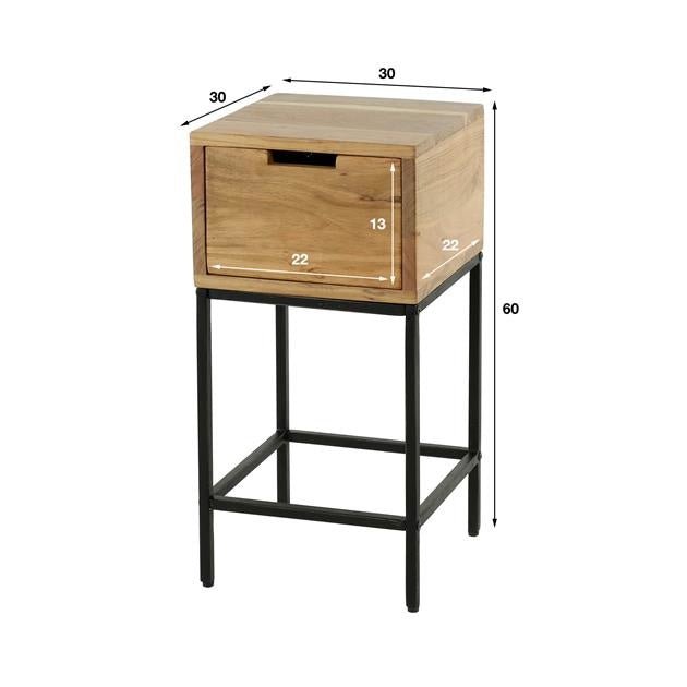 Bedside table Lou DH Interior Acacia LxWxH 62x32x32 Acacia wood White photo size indication